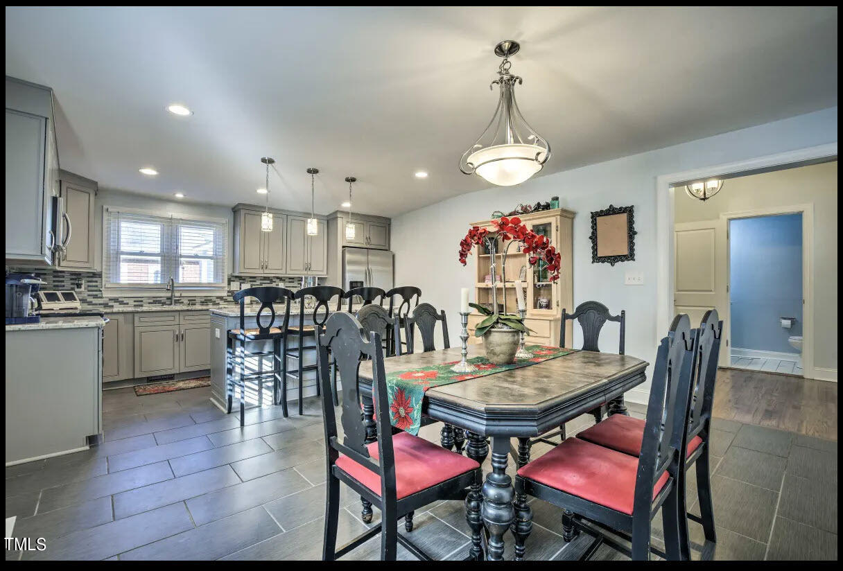 a view of a dining area with furniture