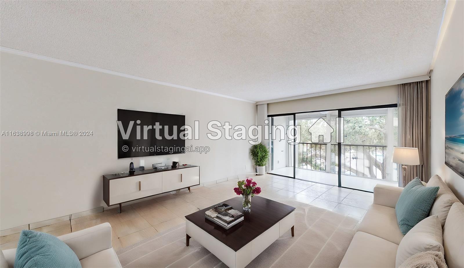 a living room with furniture and flat screen tv