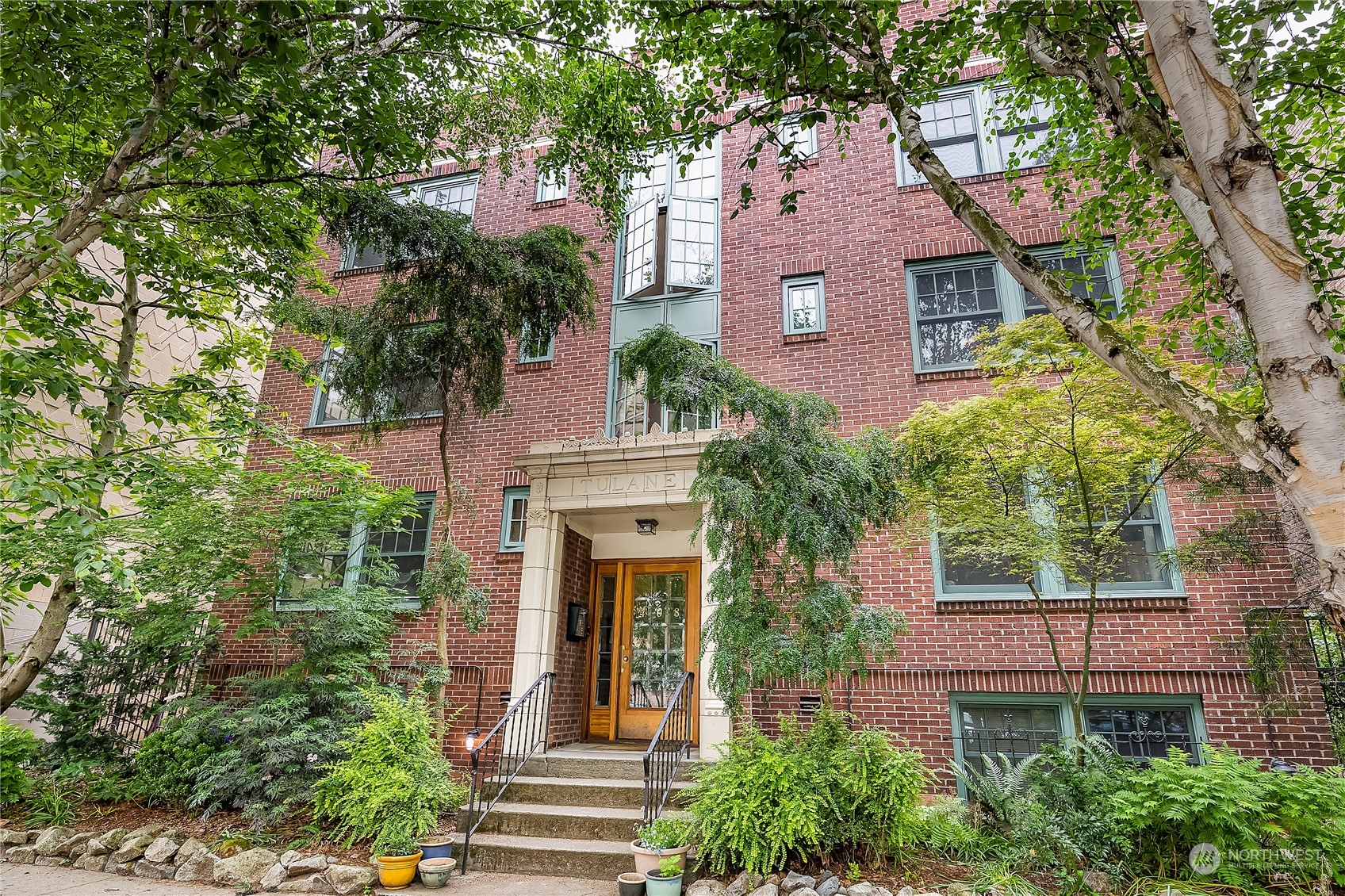 front view of a house with a tree