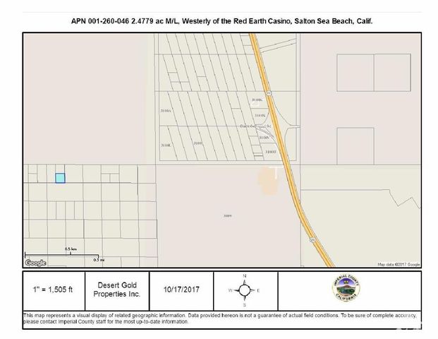 $24,900 | 2 5ac M/l Vac Dsrt W Of Red Earth Casino | Salton Sea Beach