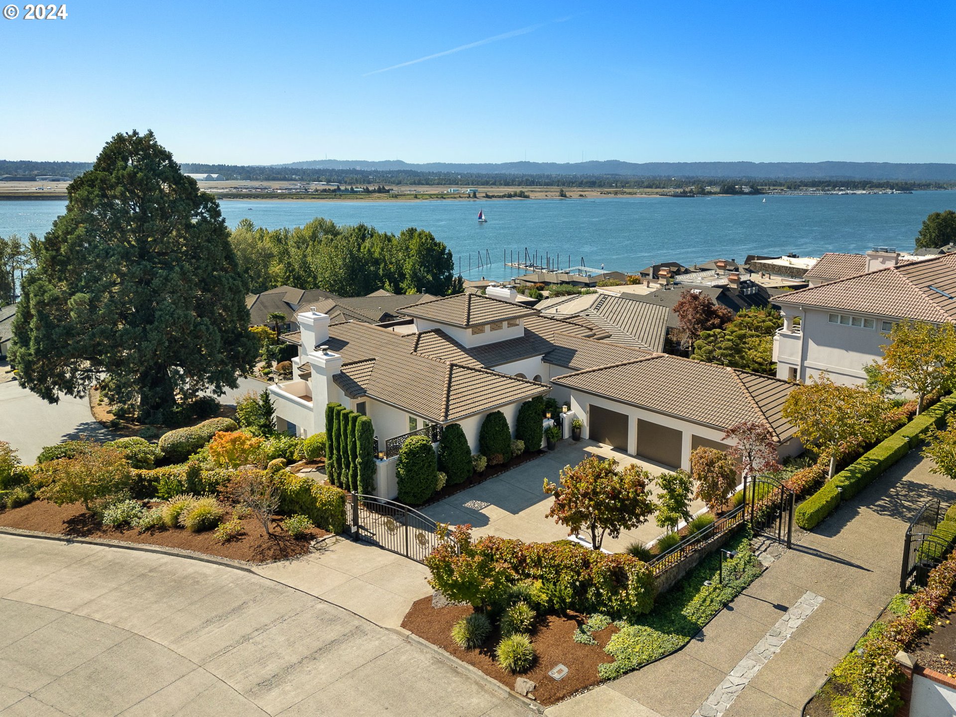 a view of a lake with a building in front of it