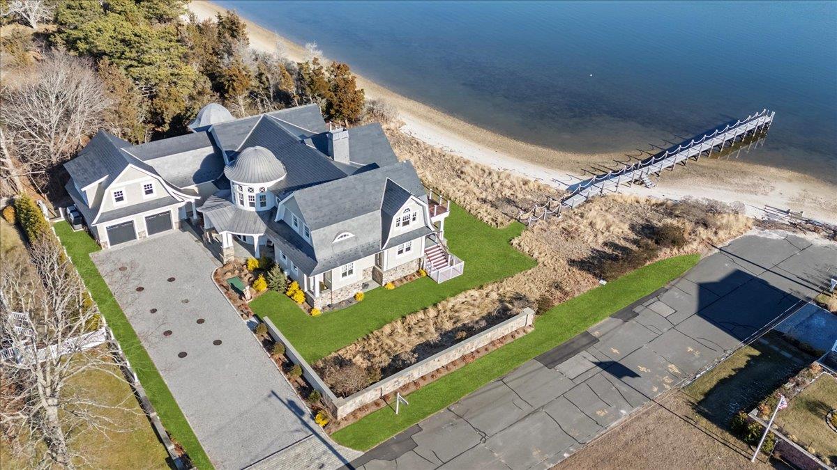 a aerial view of a house with garden