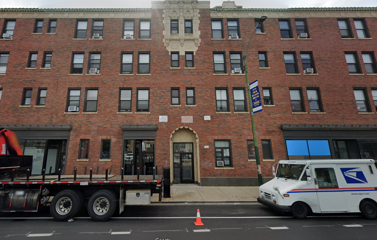 a car parked in front of a building