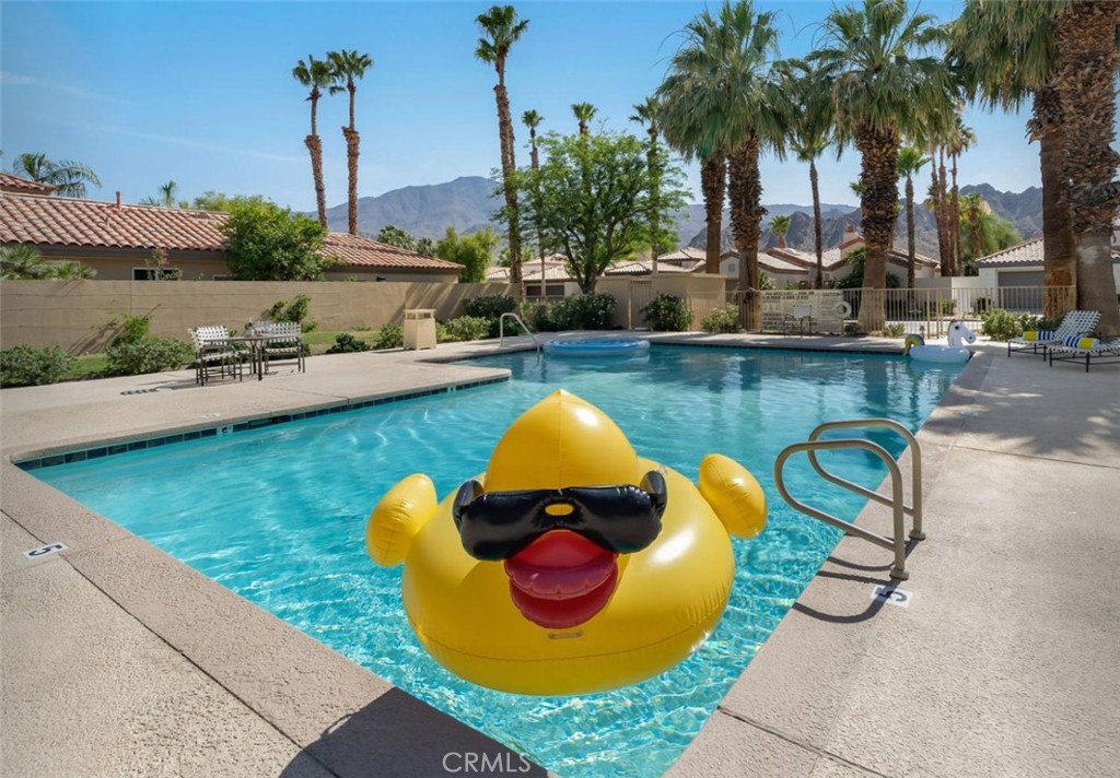 a view of a swimming pool with a lounge chairs