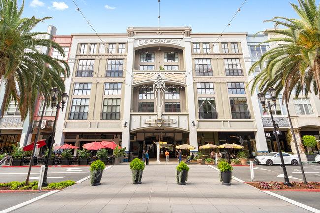 a front view of building with street