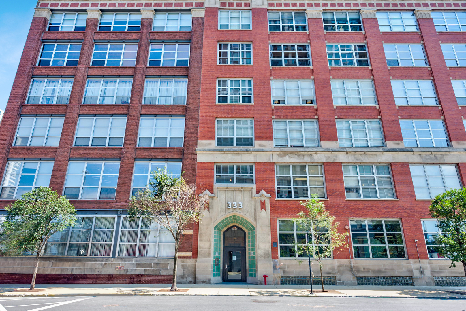 a front view of a building