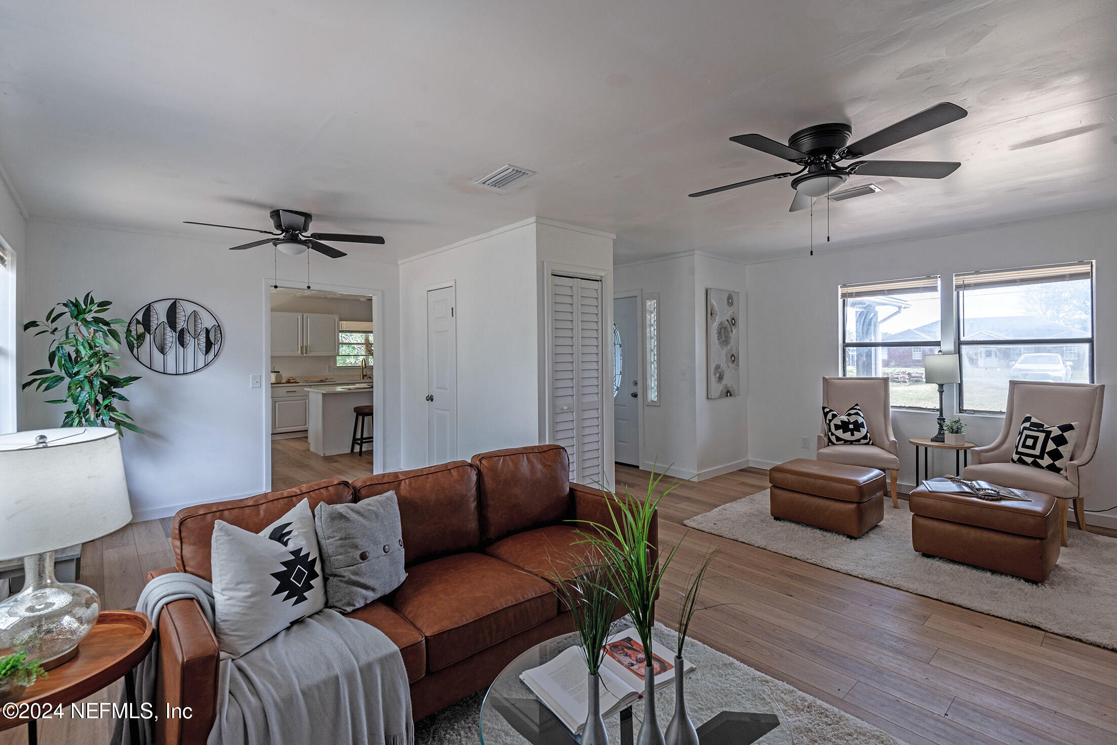 a living room with furniture