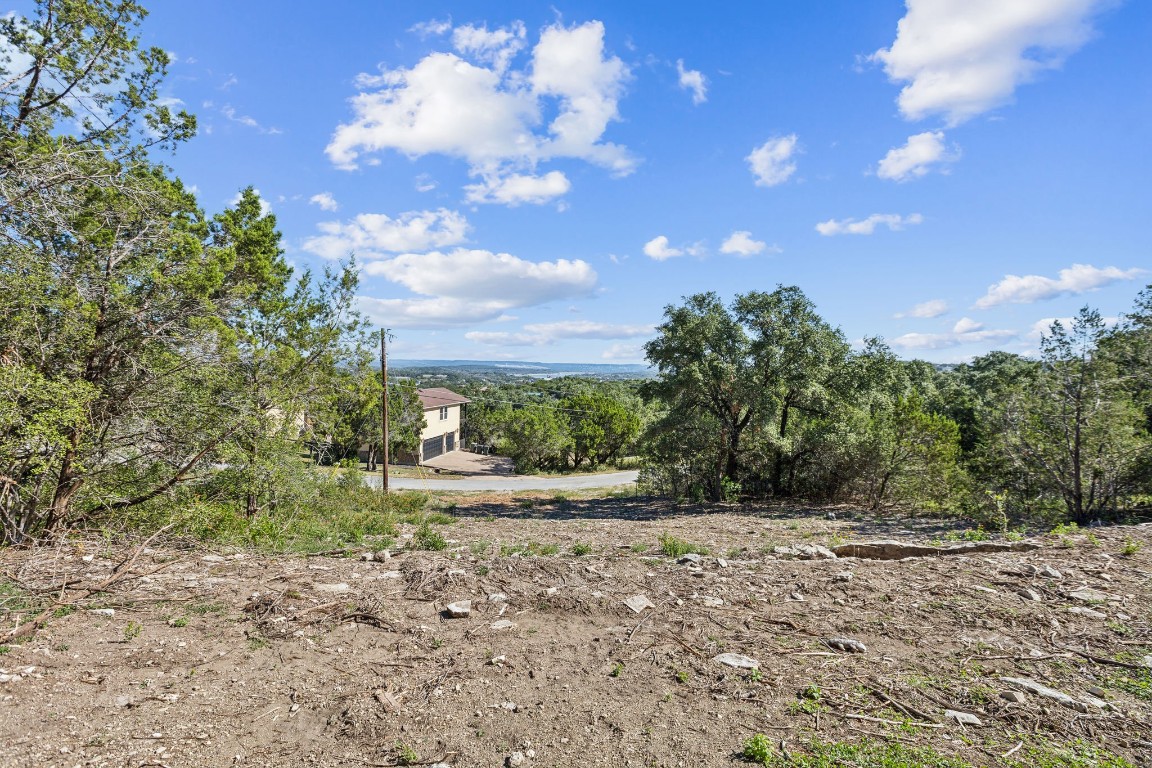 a view of a yard with mountain view