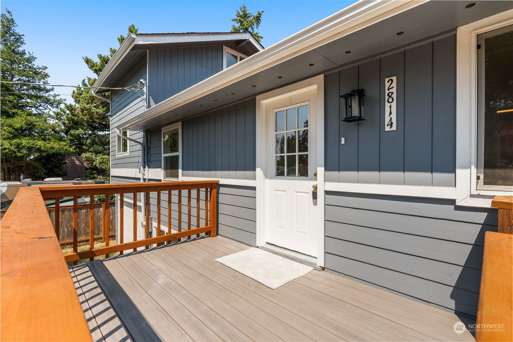 a view of wooden deck