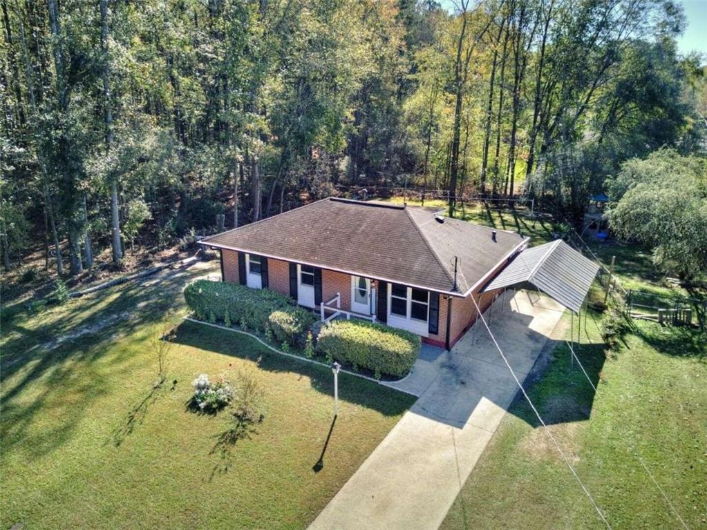 an aerial view of a house