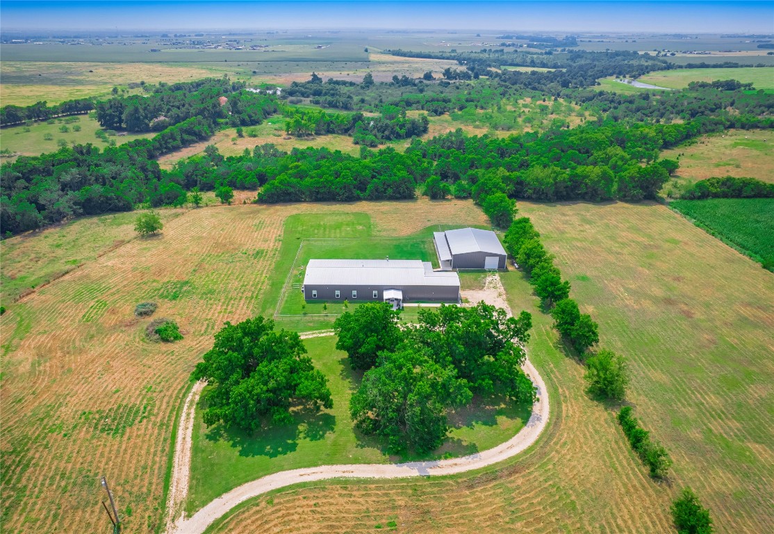 an aerial view of a house