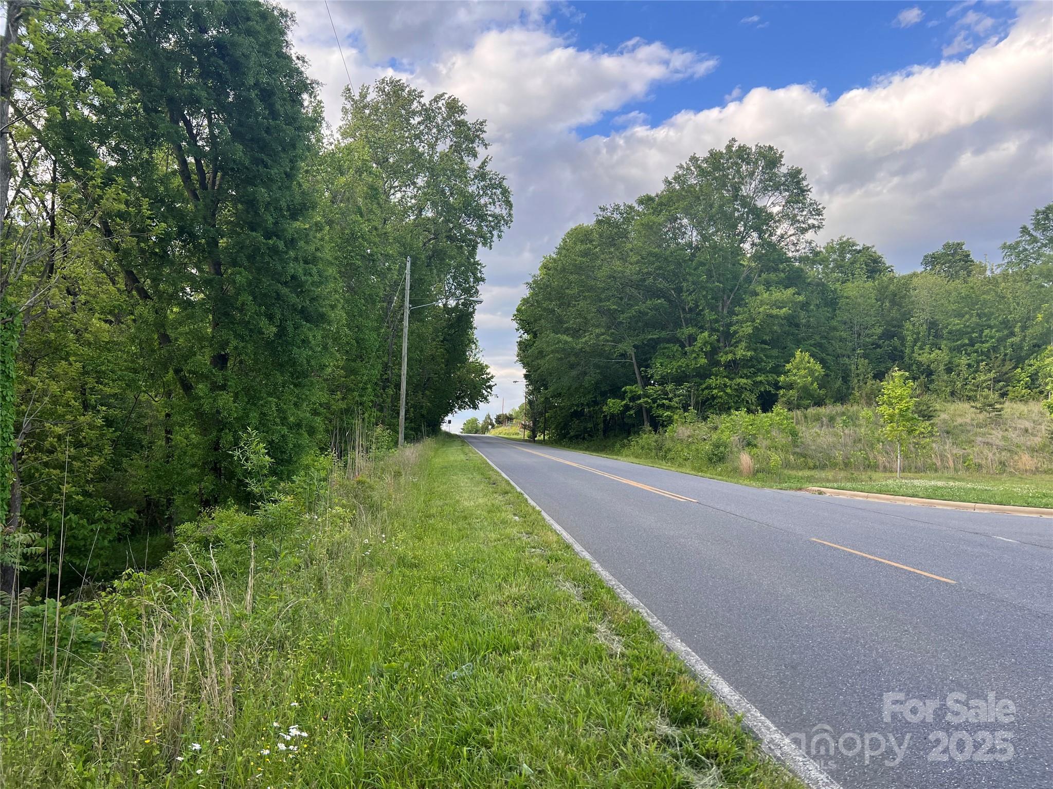 a view of a road with a yard