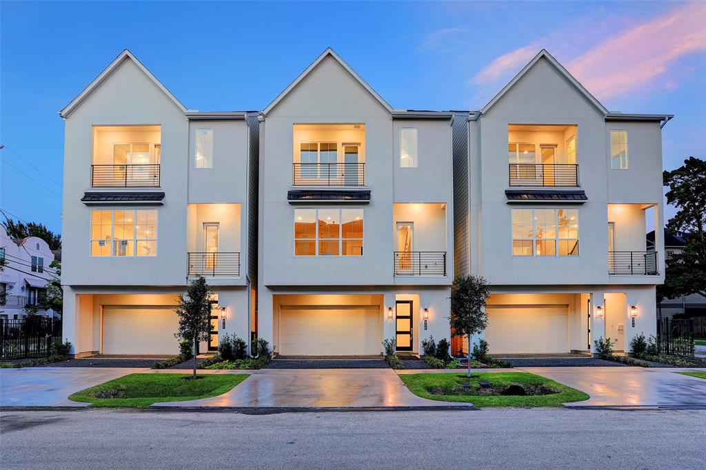 a front view of multiple houses