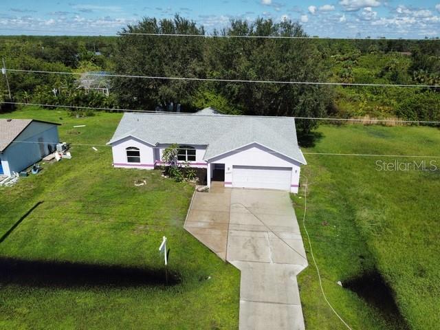 an aerial view of a house