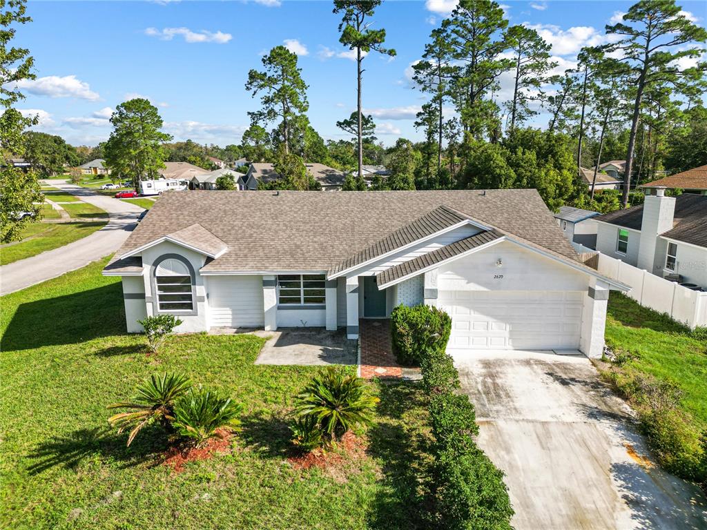 an aerial view of a house