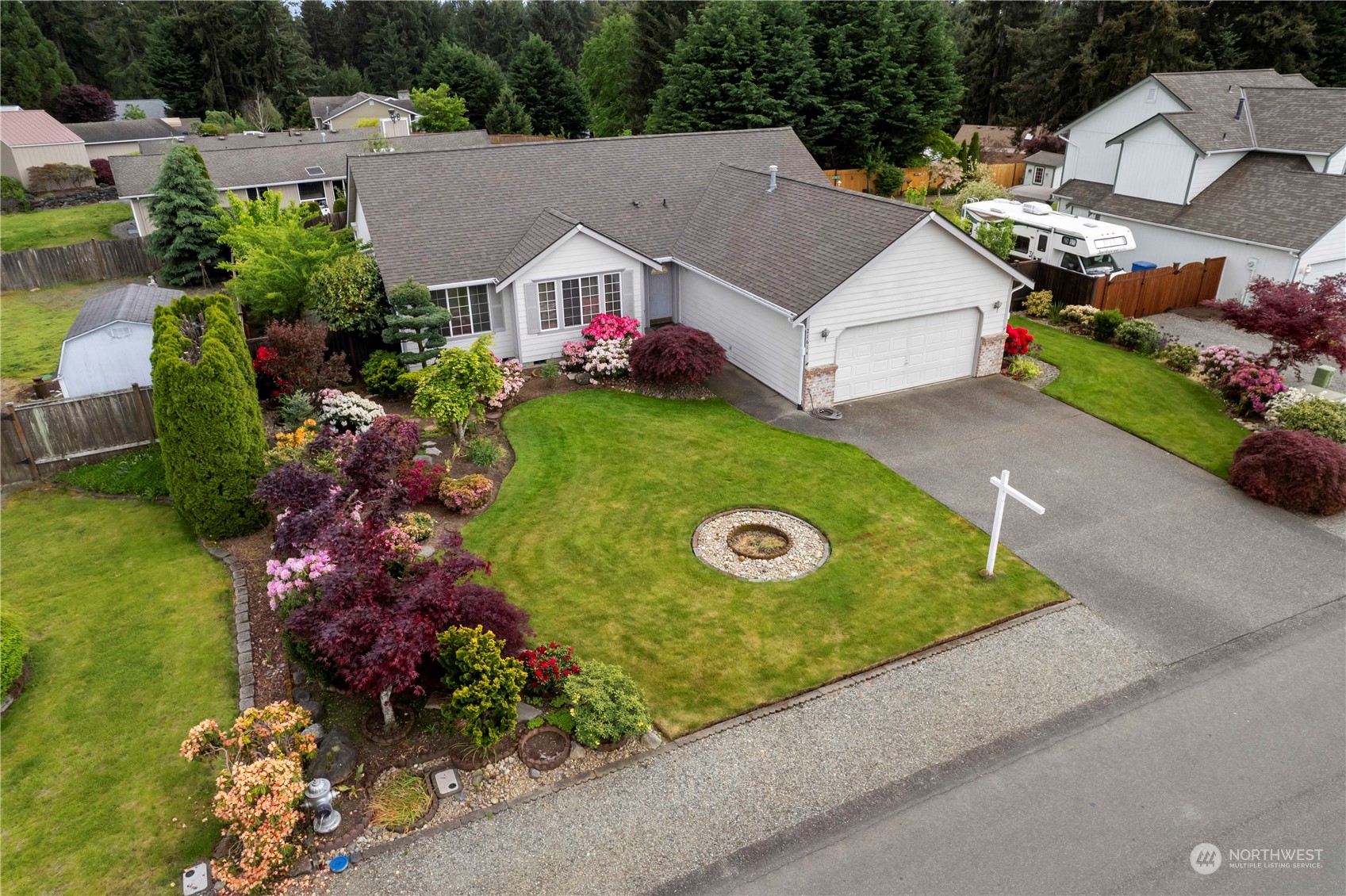 an aerial view of a house