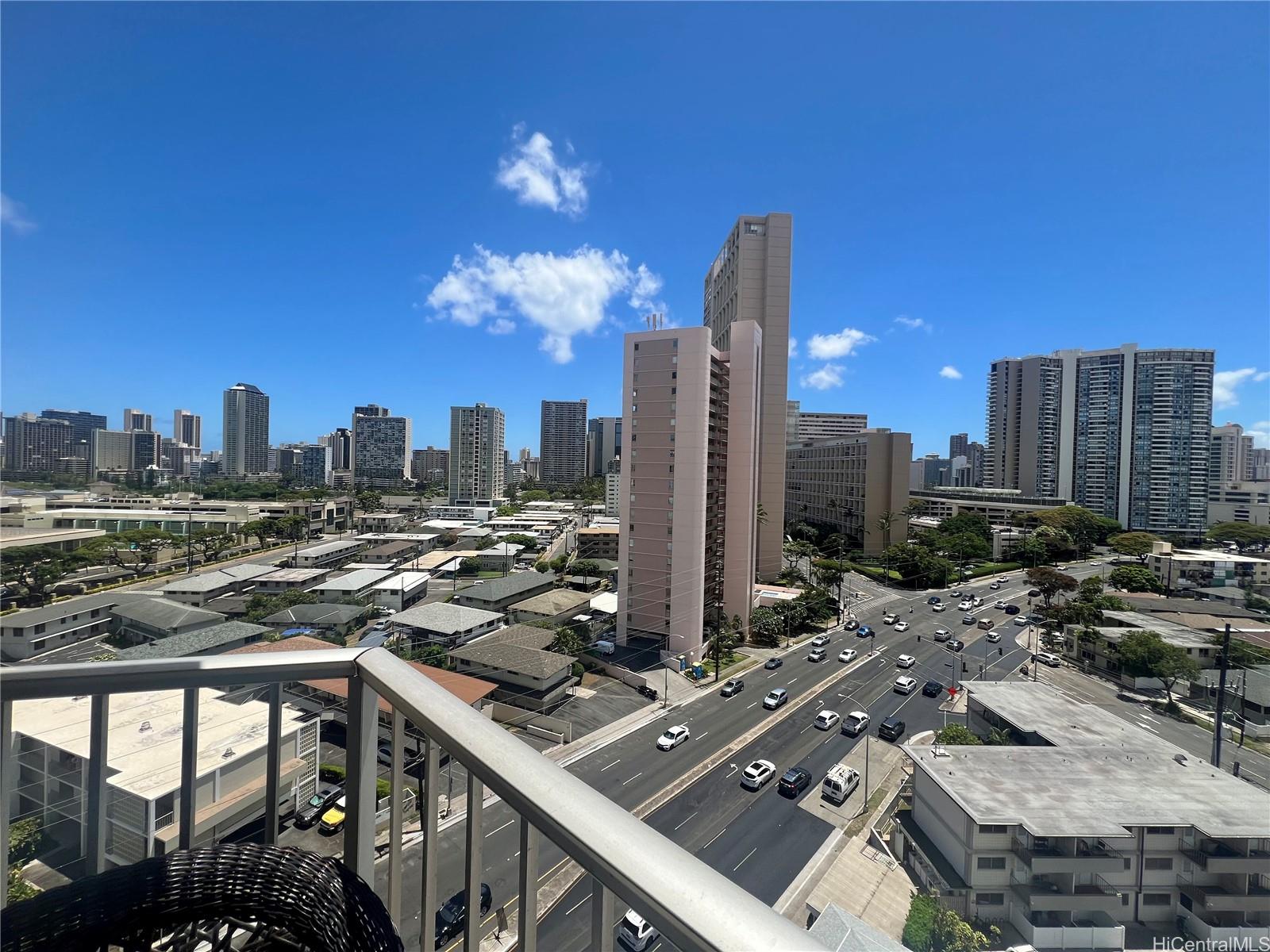 a view of a city with tall buildings