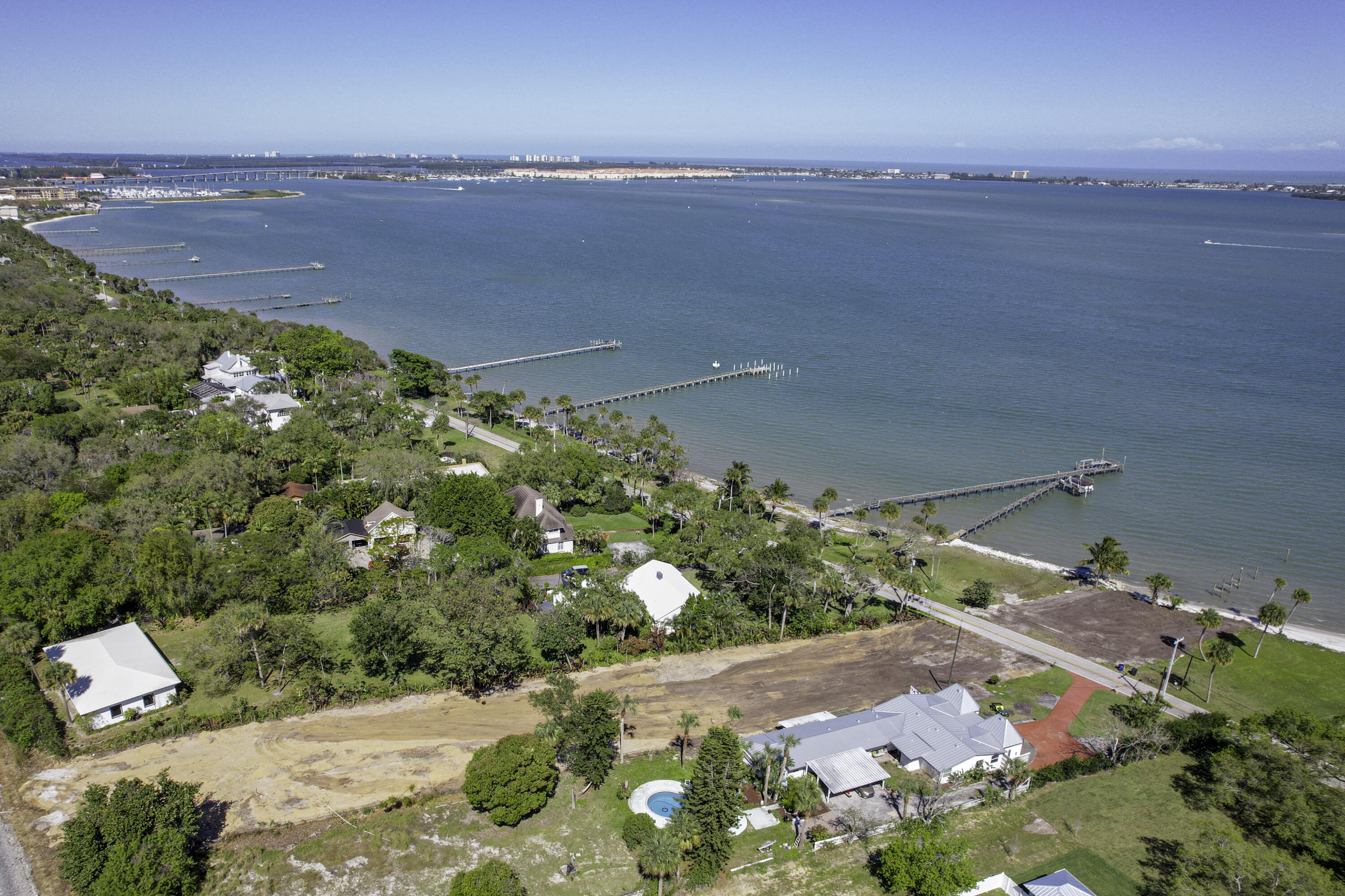 a view of an ocean and city