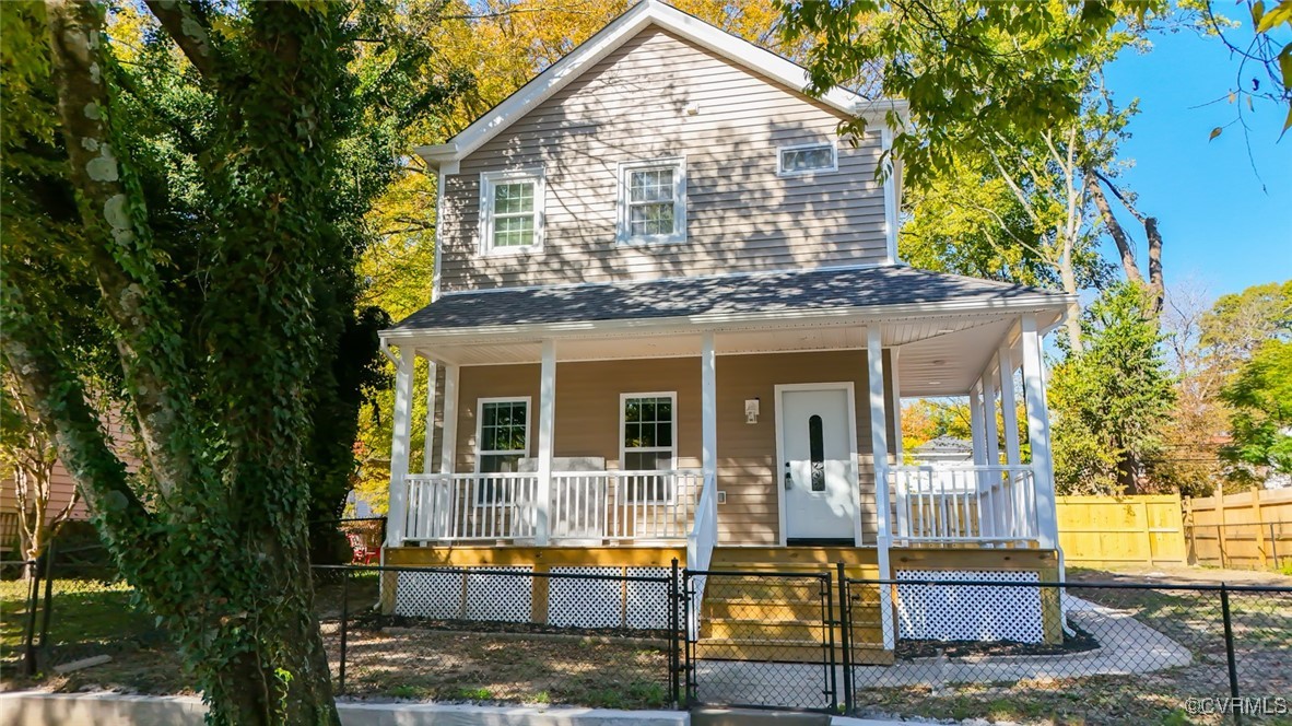 View of front facade with covered porch