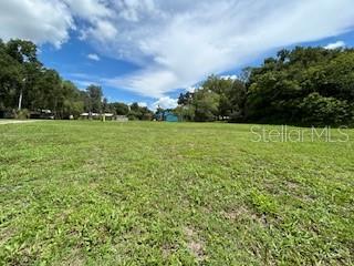 a view of field with trees in the background