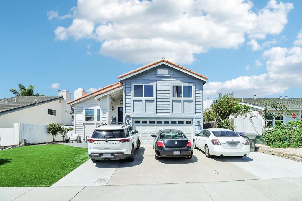 a car parked in front of a house