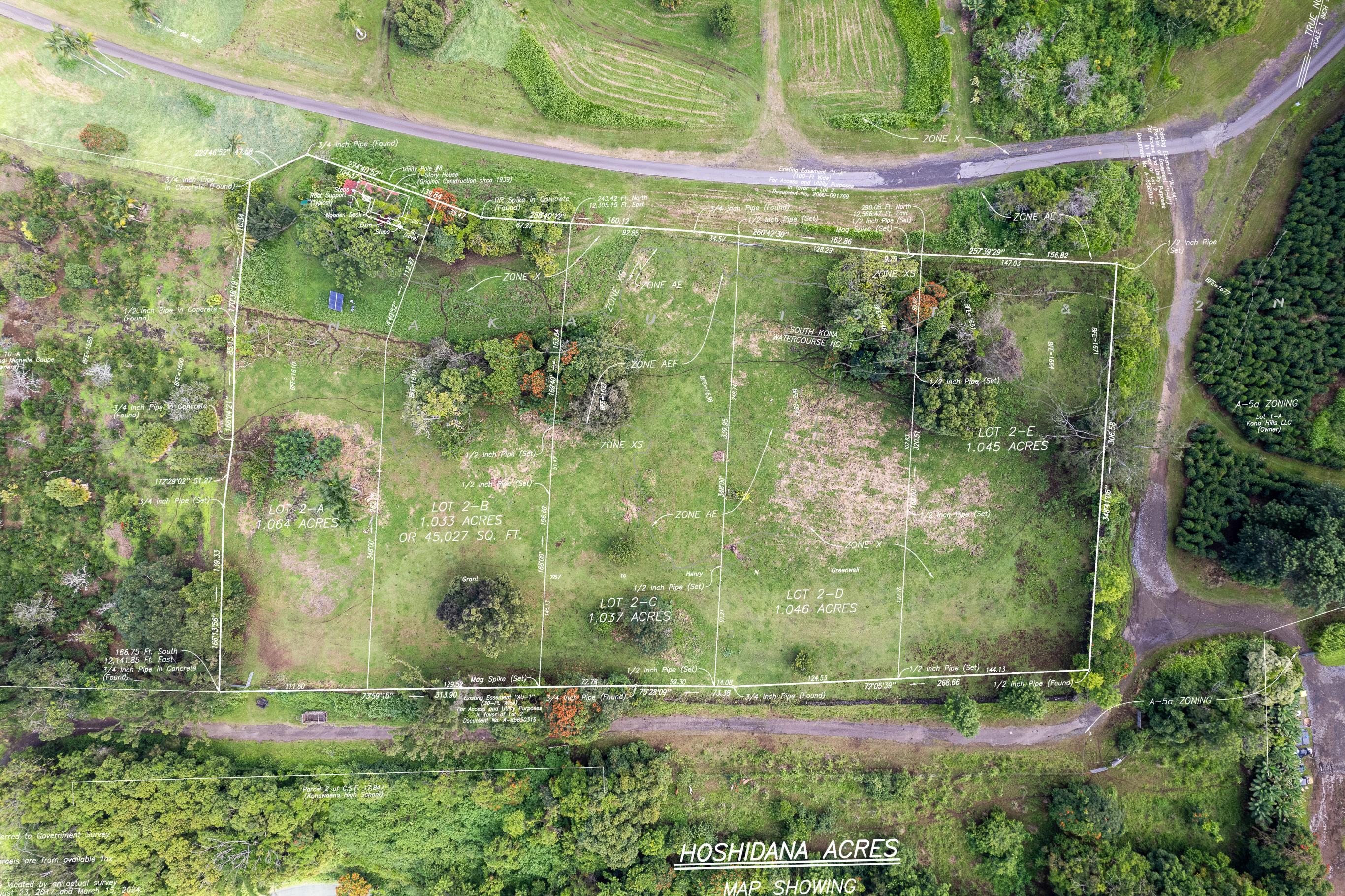 Aerial view of 5 lot Hoshidana Acres Subdivision