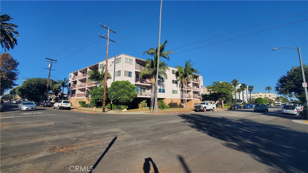 a front view of a building with street view