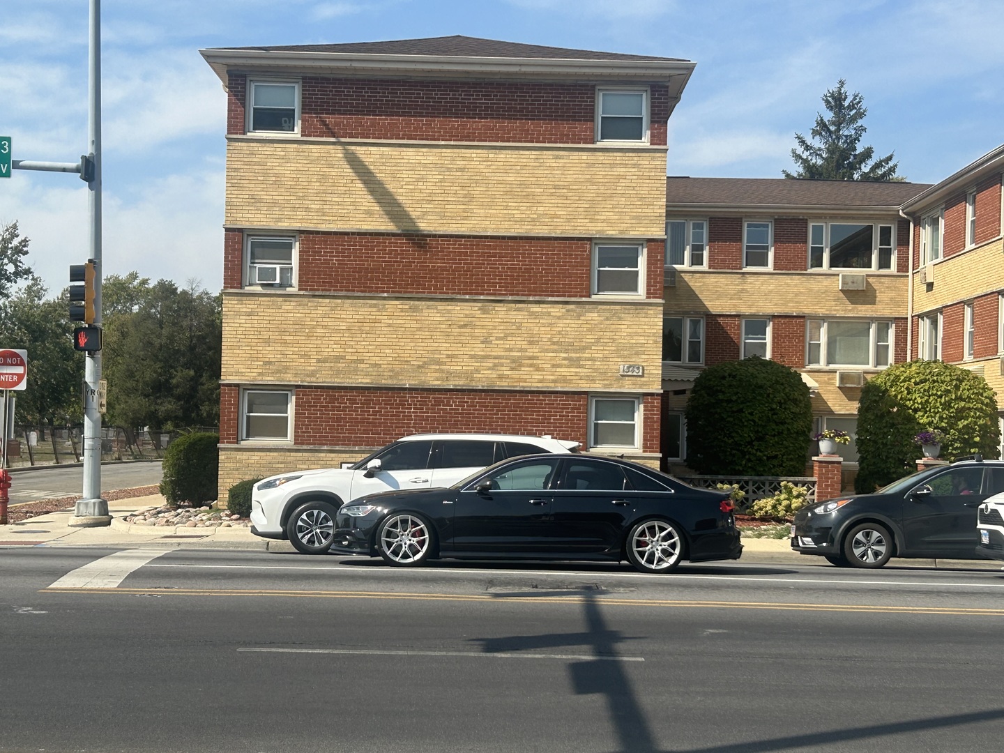 a car parked in front of a house