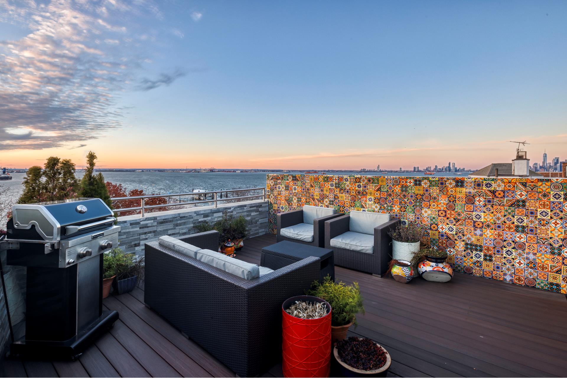 a view of a terrace with seating space