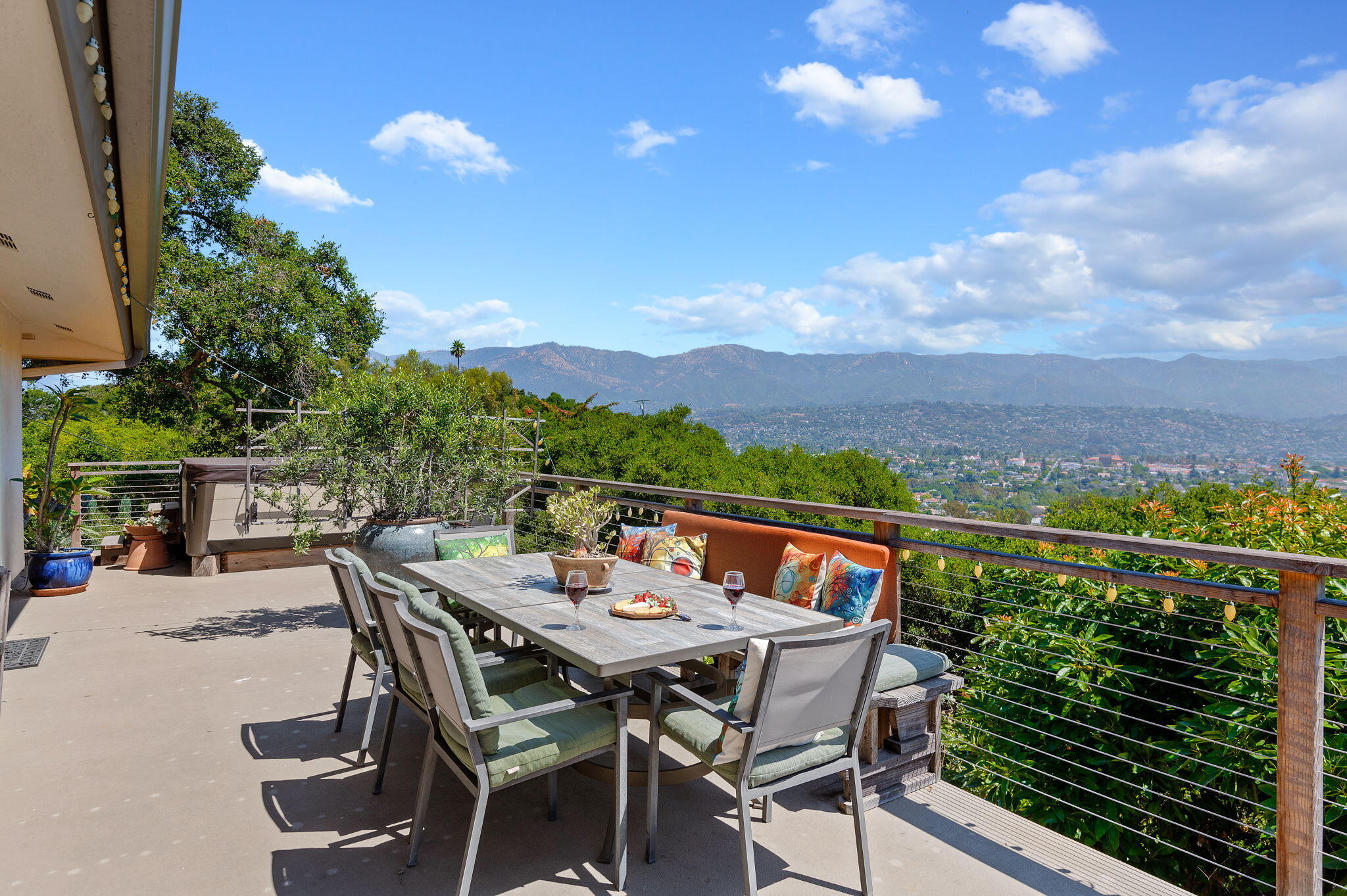 a view of an outdoor seating area