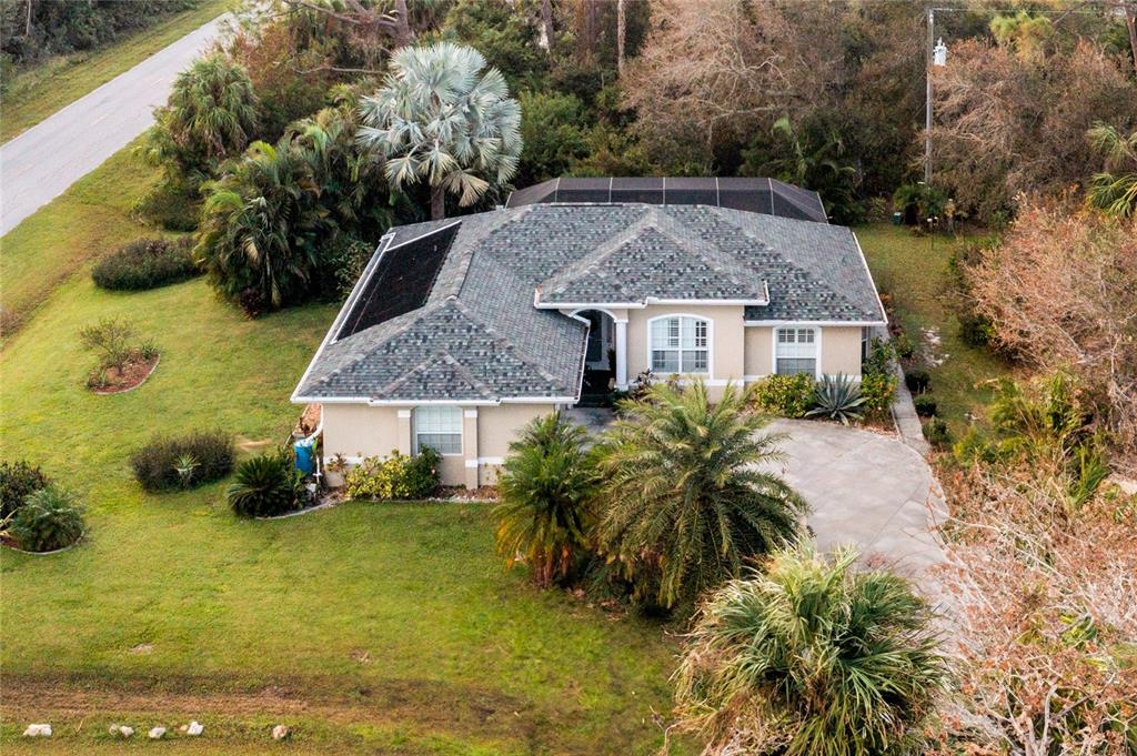 an aerial view of a house