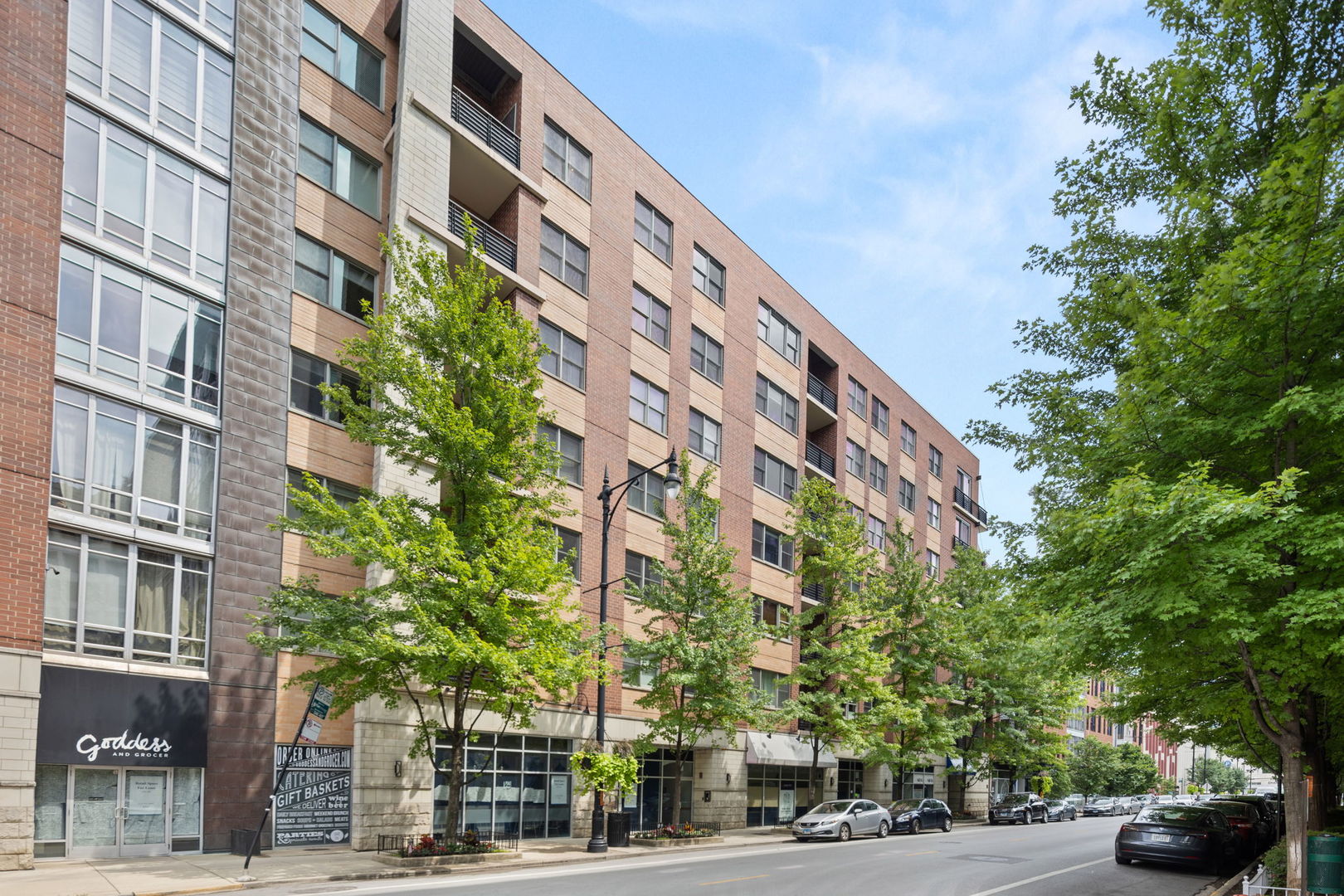 a view of a building and a street view