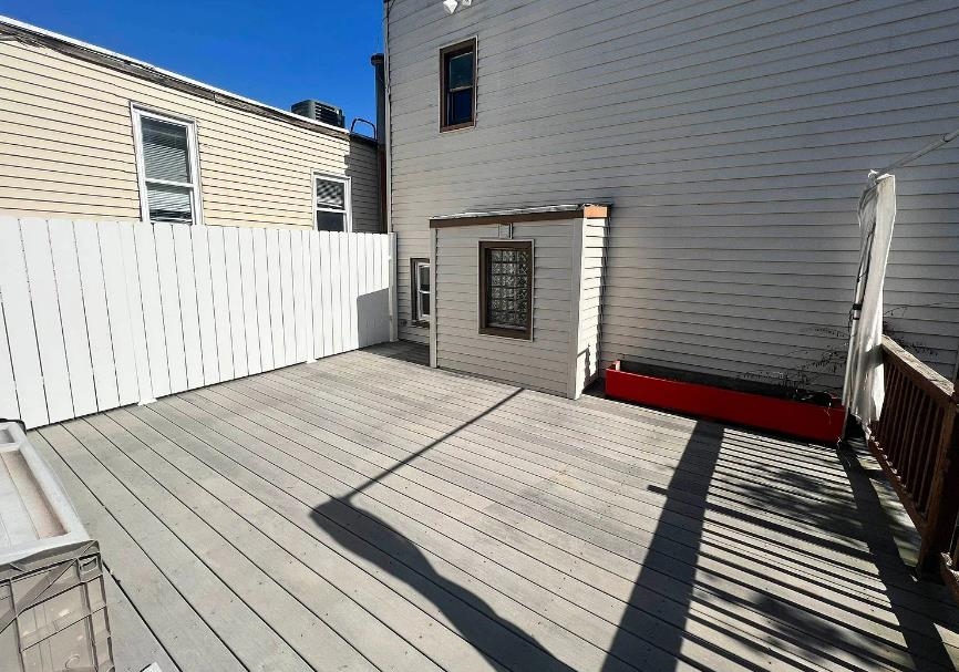 a view of a wooden deck