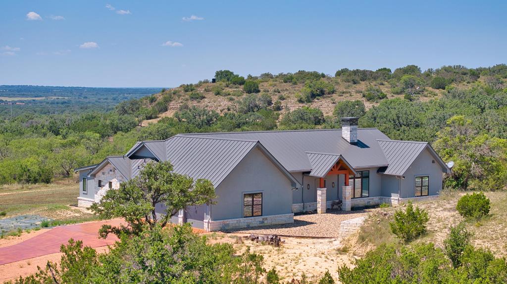 an aerial view of a house