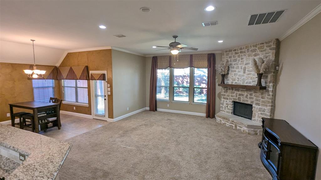 a view of livingroom with furniture and fireplace