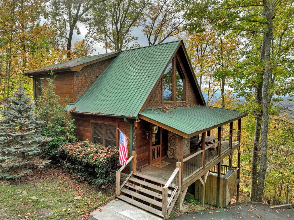 an aerial view of a house