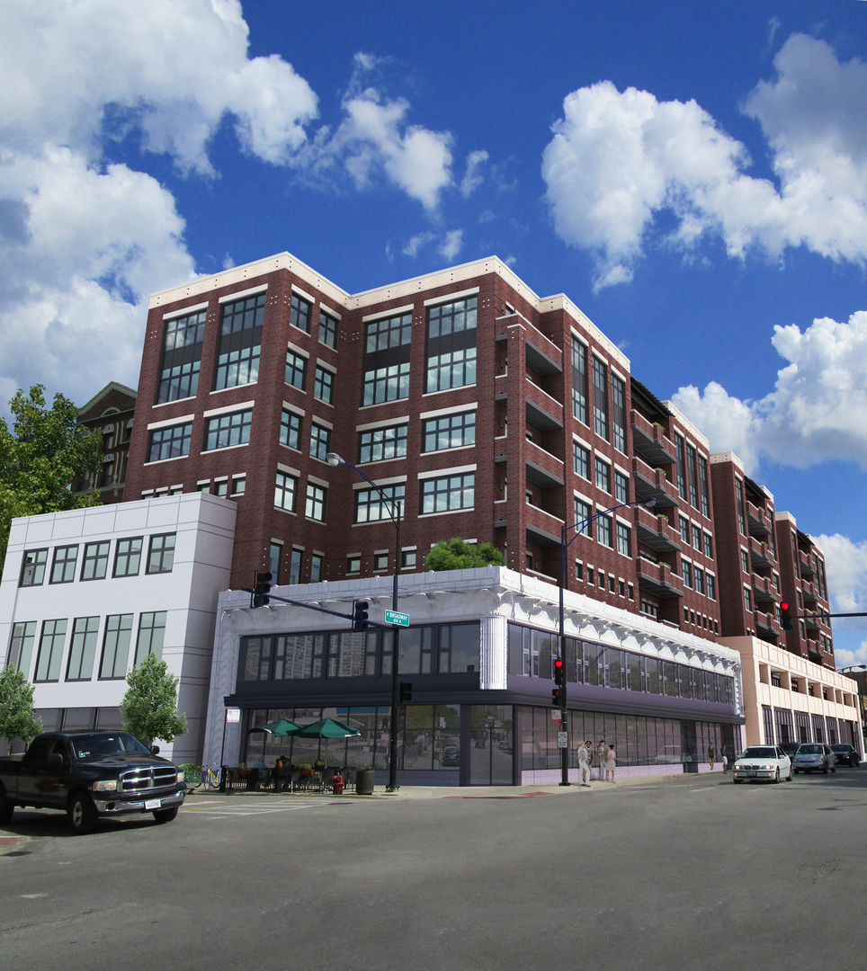 a large building with a street