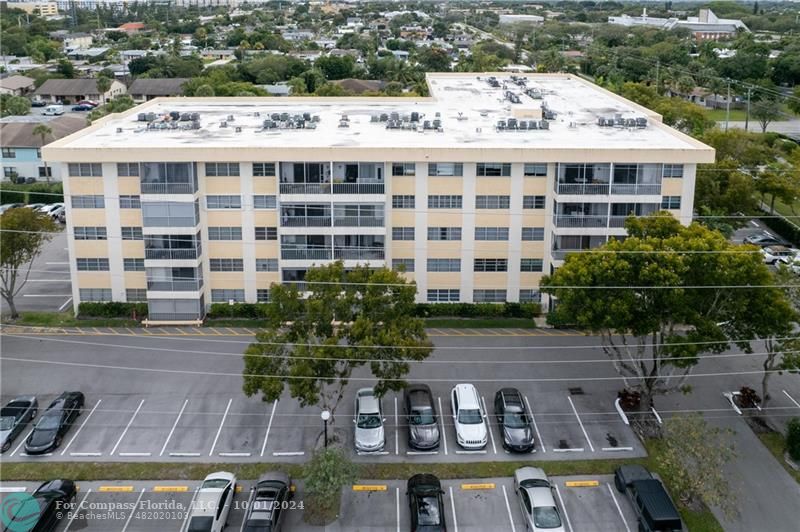 a front view of a multi story building