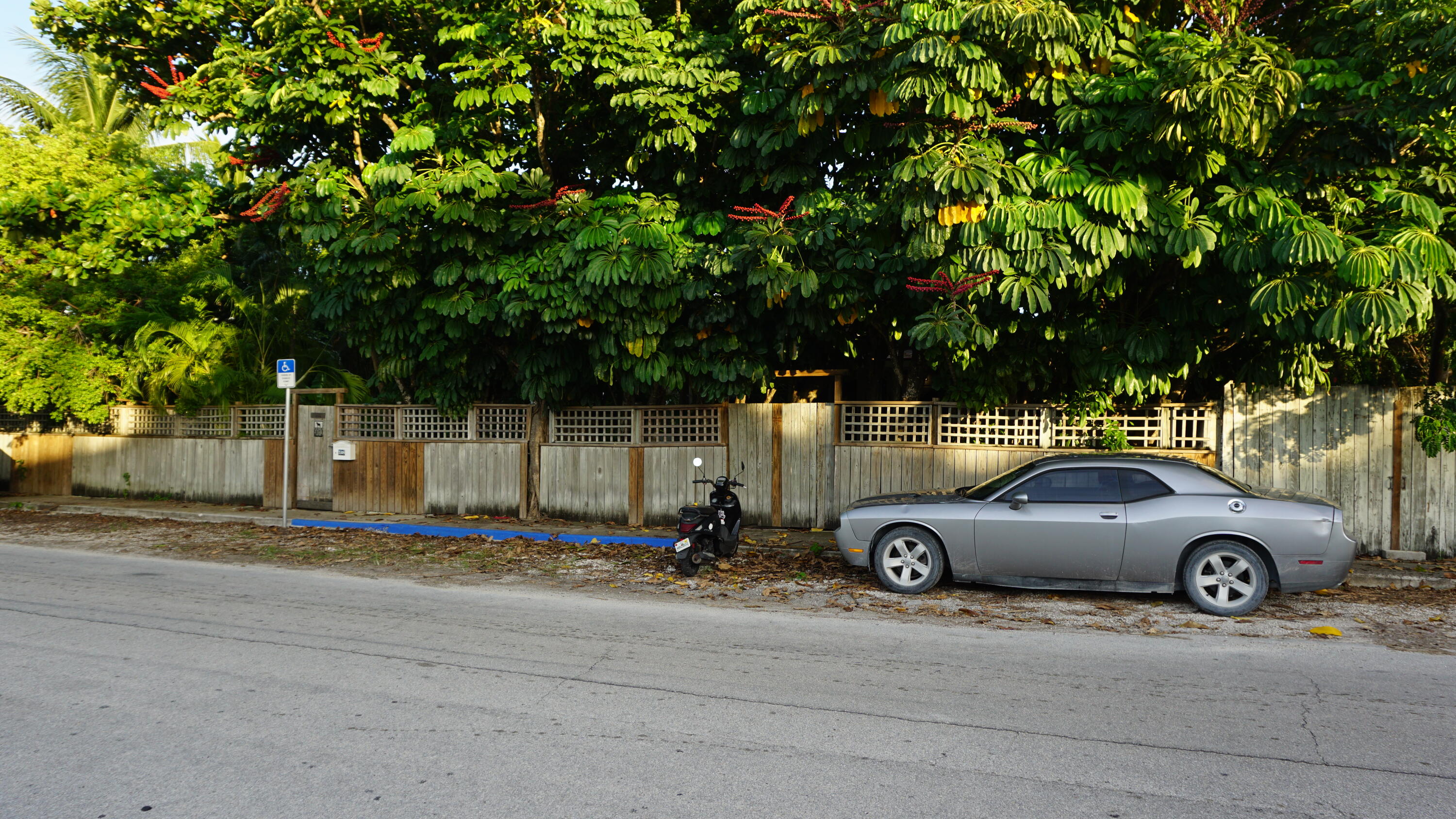 a view of a car in a parking lot