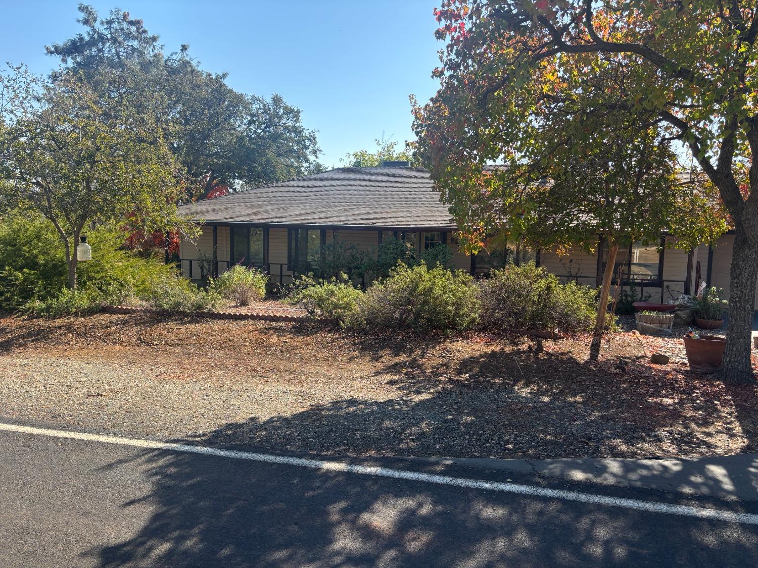 a front view of a house with a yard and a tree