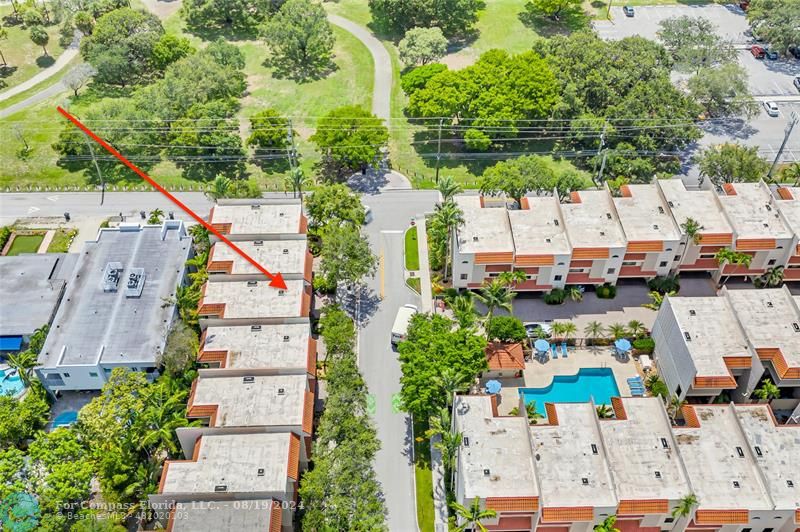 an aerial view of multiple house