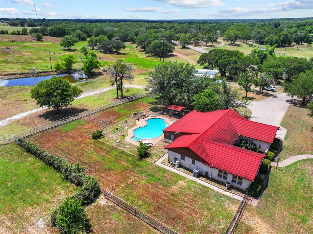 an aerial view of a house