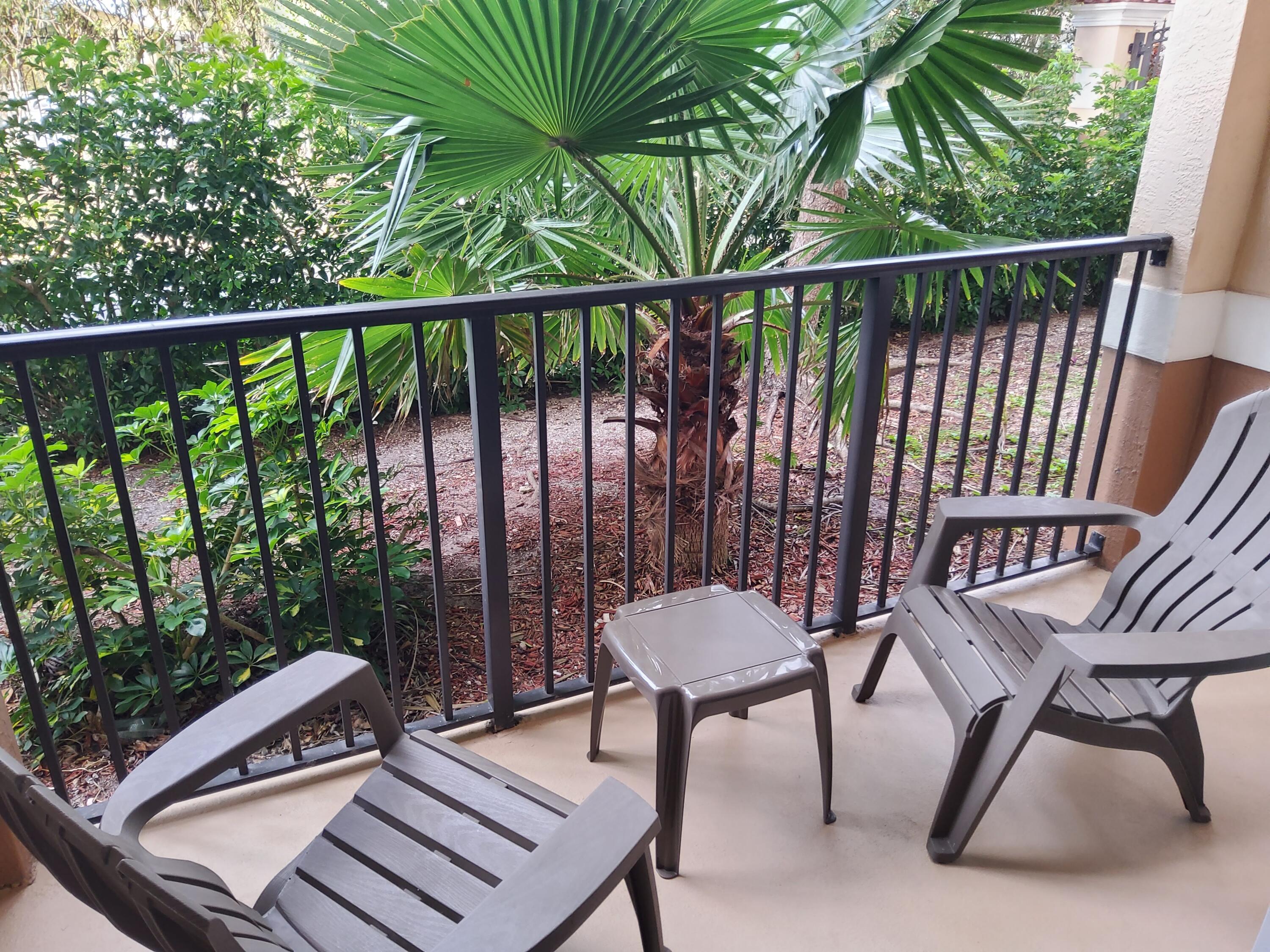 a view of a chairs in a balcony