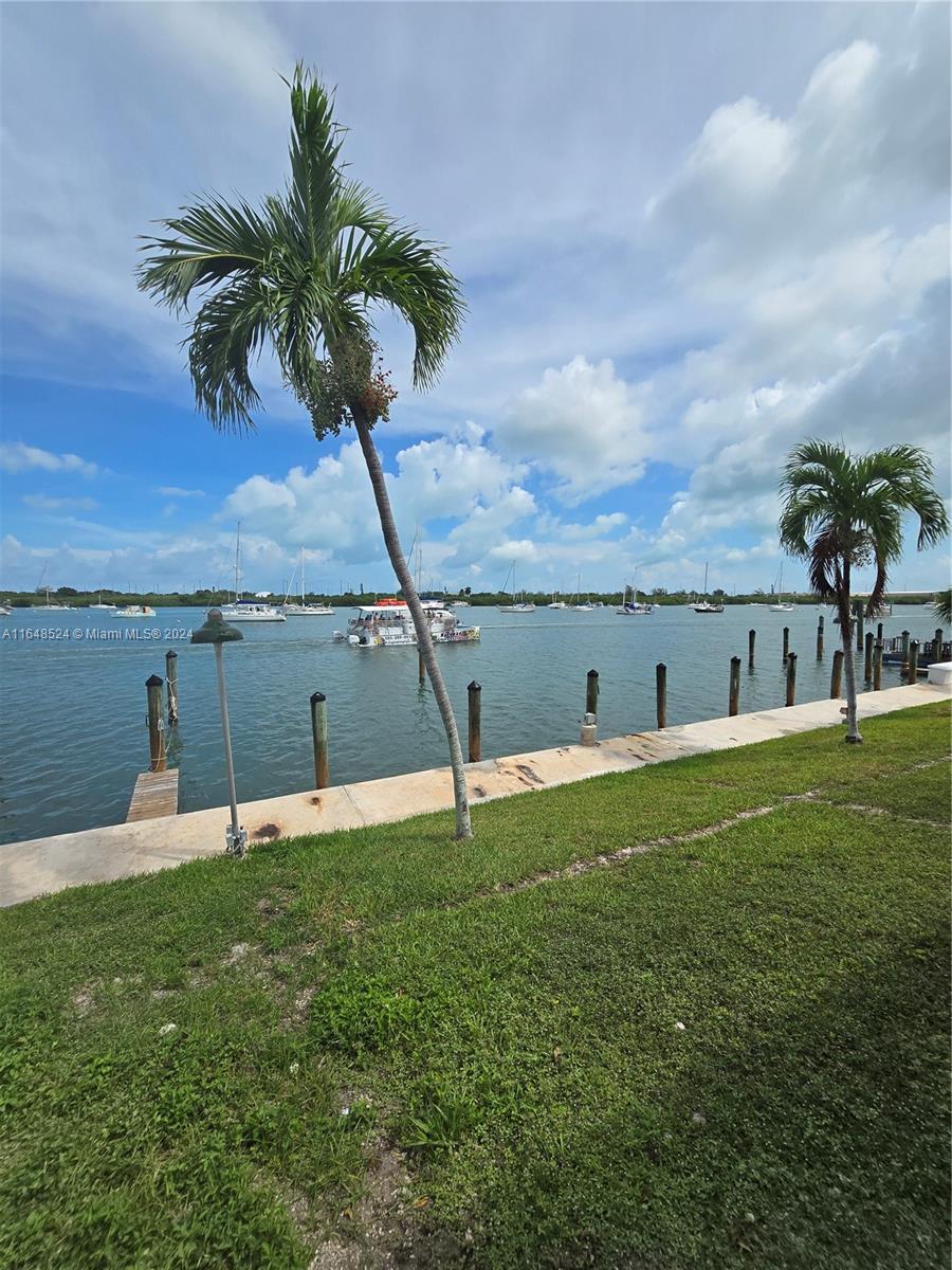 a view of a lake with a big yard