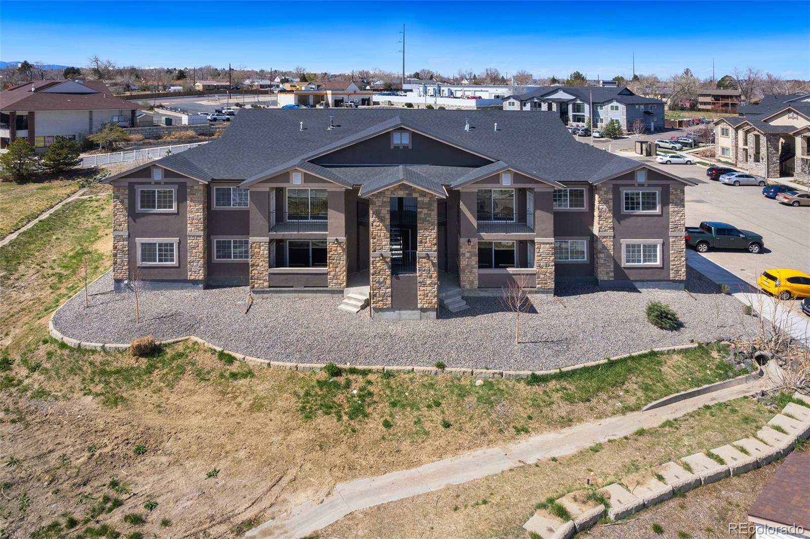 an aerial view of a house