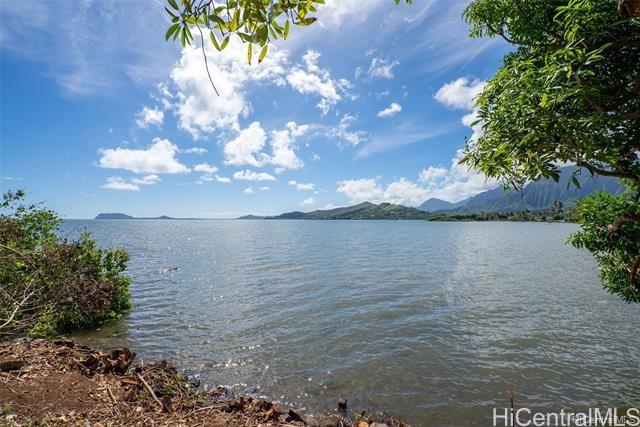 a view of a lake from a yard