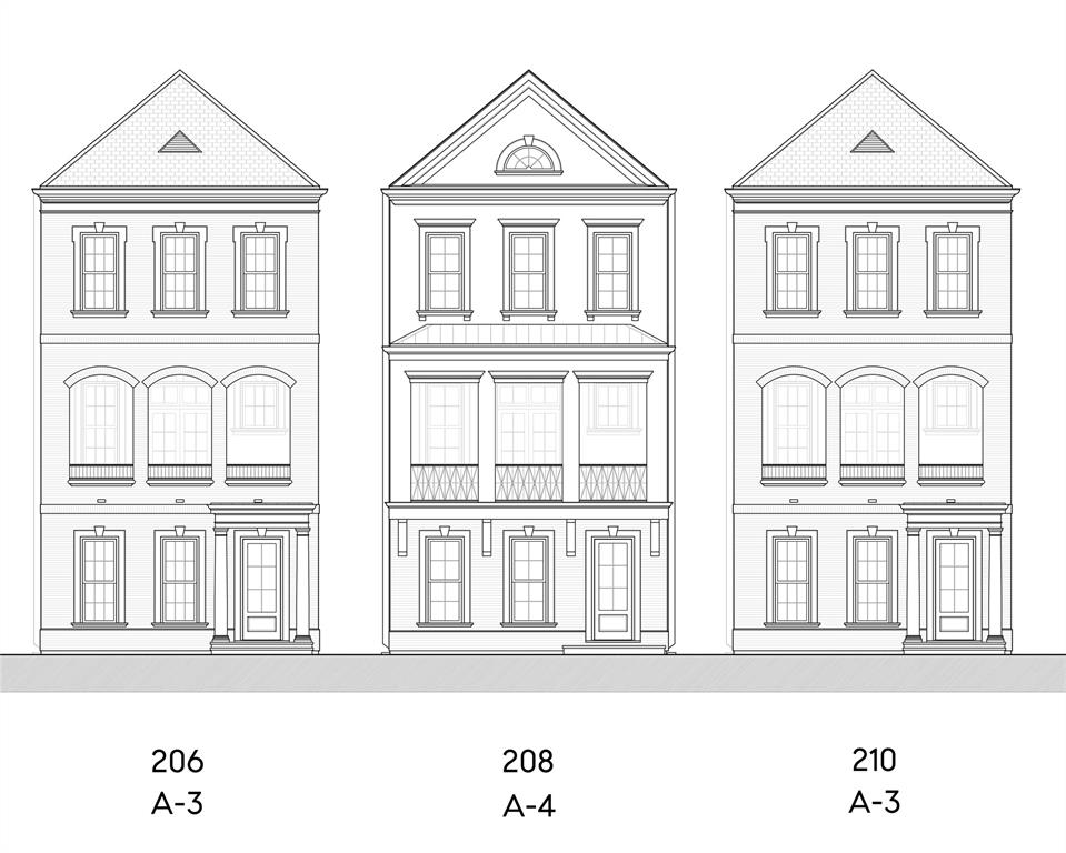 Morningside Park Street, street scene of remaining Plan A elevations by Pelican Builders, Inc.