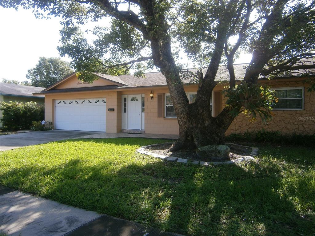 a view of house with backyard