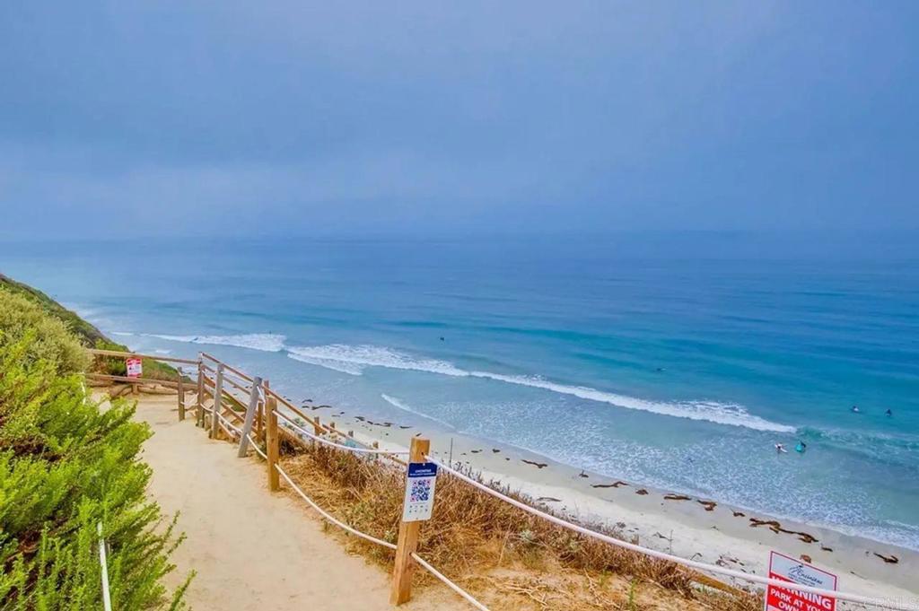 a view of beach and ocean