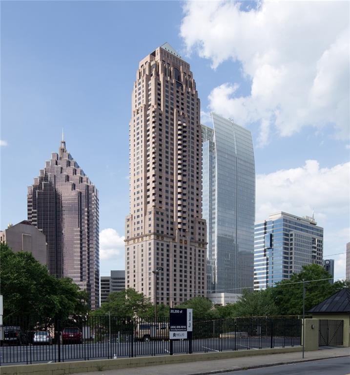 a view of a city with tall buildings